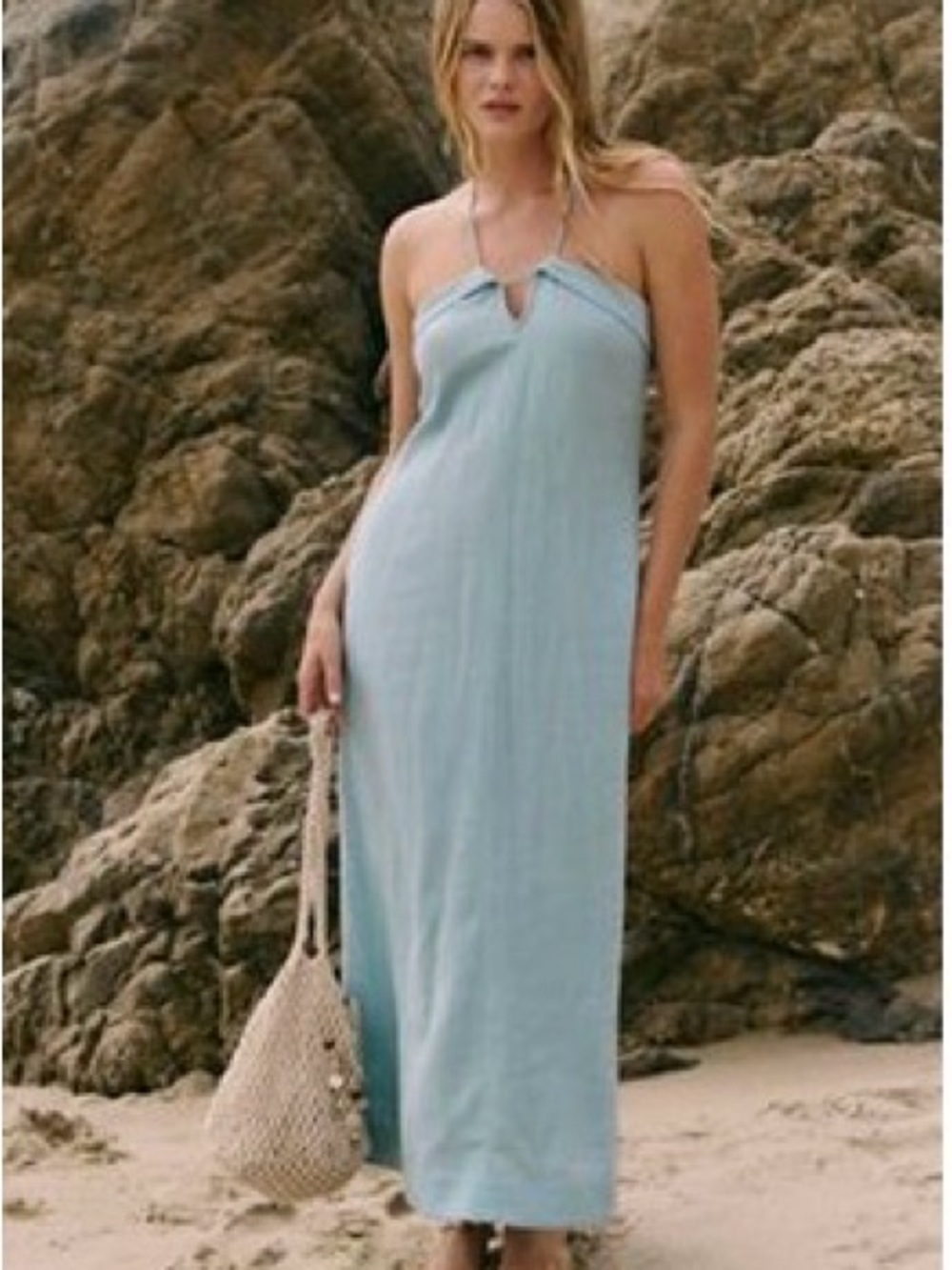 NWT Free People Sandshell Linen Gloria Midi Dress Size Medium